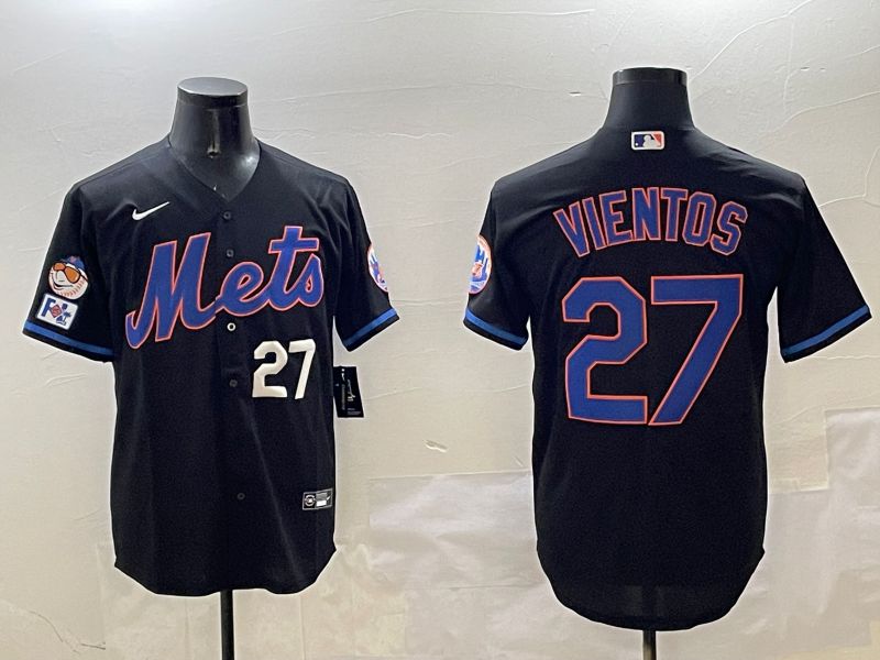 Men New York Mets #27 Vientos Black Game 2025 Nike MLB Jersey style 3->new york mets->MLB Jersey
